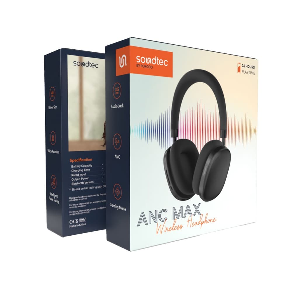 هدست بی سیم پرودو مدل Porodo PD-STWLEP023 Soundtec ANC Max Wireless Headphon — تصویر ۳