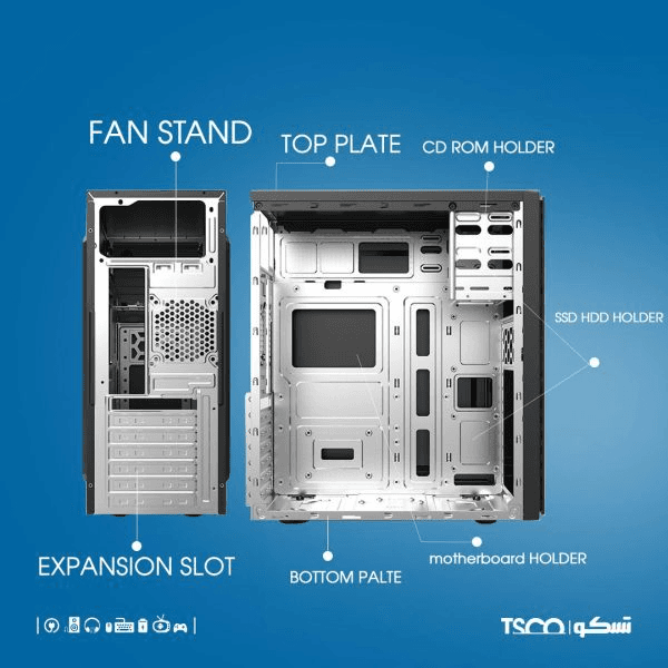 کیس کامپیوتر تسکو TSCO مدل TC 4474: سازگار با ATX, Micro ATX و ITX — تصویر ۶