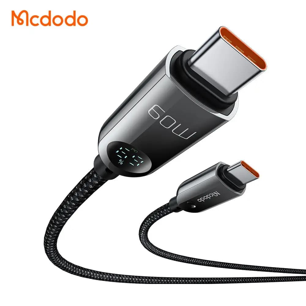 کابل شارژ سریع تایپ سی به تایپ سی 60 وات دارای نمایشگر مک دودو مدل MCDODO CA-4780