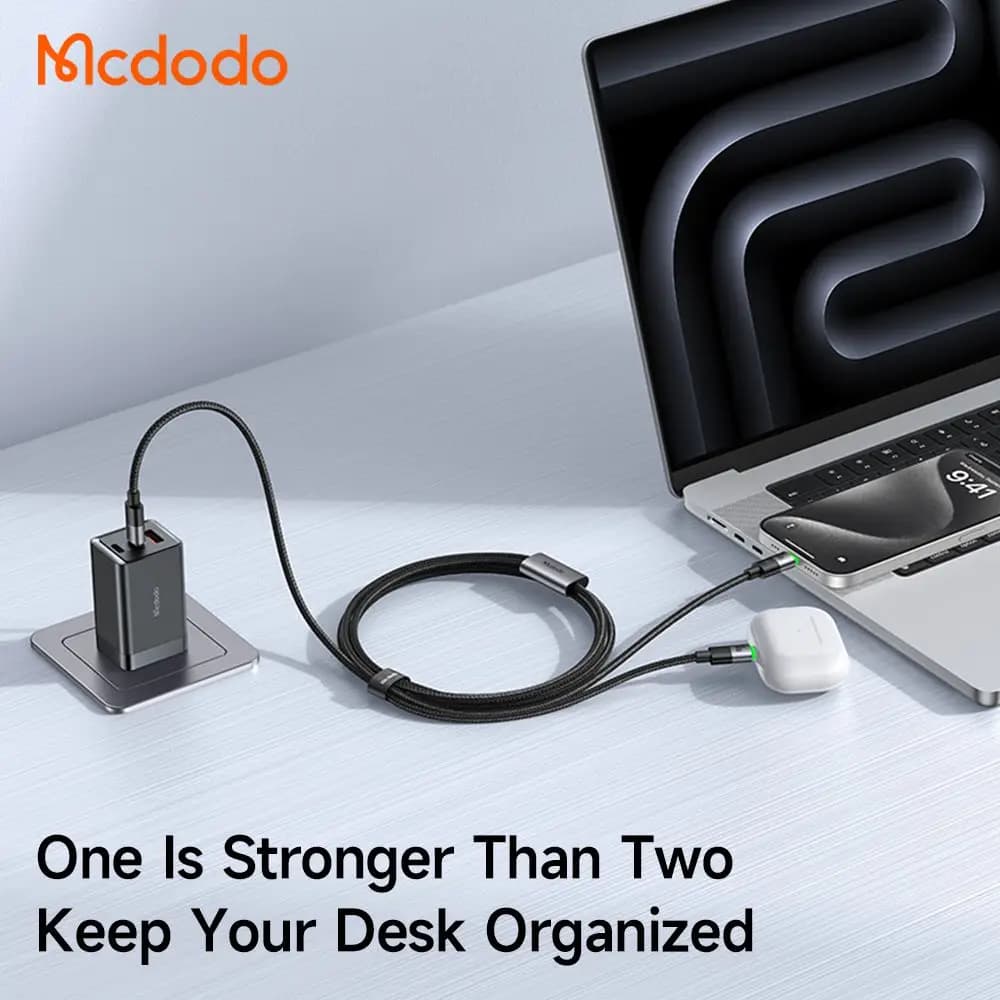 کابل شارژ سریع 100وات تایپ سی به 2 پورت تایپ سی مک دودو مدل MCDODO CA-6740 — تصویر ۴