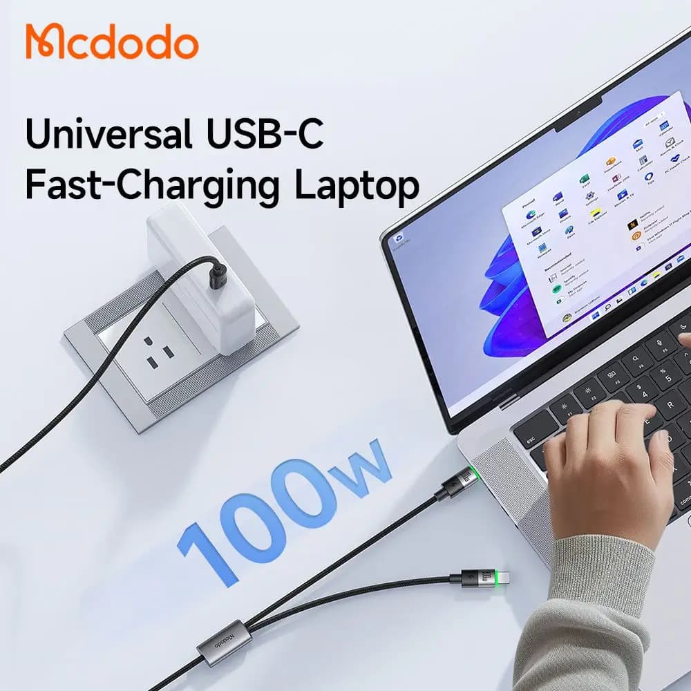 کابل شارژ سریع 100وات تایپ سی به 2 پورت تایپ سی مک دودو مدل MCDODO CA-6740 — تصویر ۳