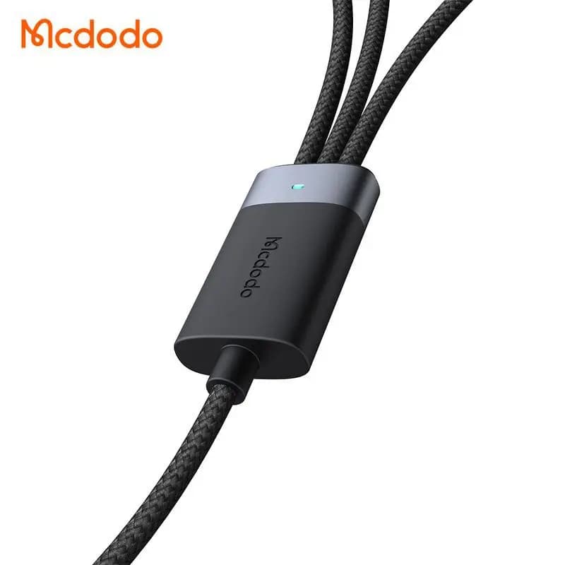 کابل شارژ 2 به 3 چندکاره میکرو+لایتنینگ+تایپ سی 100 وات مک دودو مدل MCDODO CA-7260 — تصویر ۷