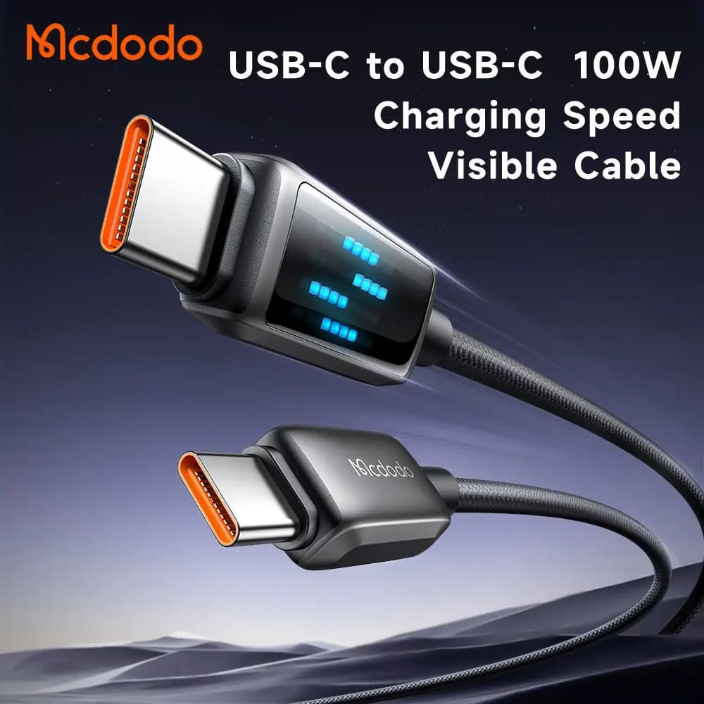 کابل شارژ سریع تایپ سی به تایپ سی 100 وات با نمایشگر و طول 1.2متر مک دودو مدل MCDODO CA-4250