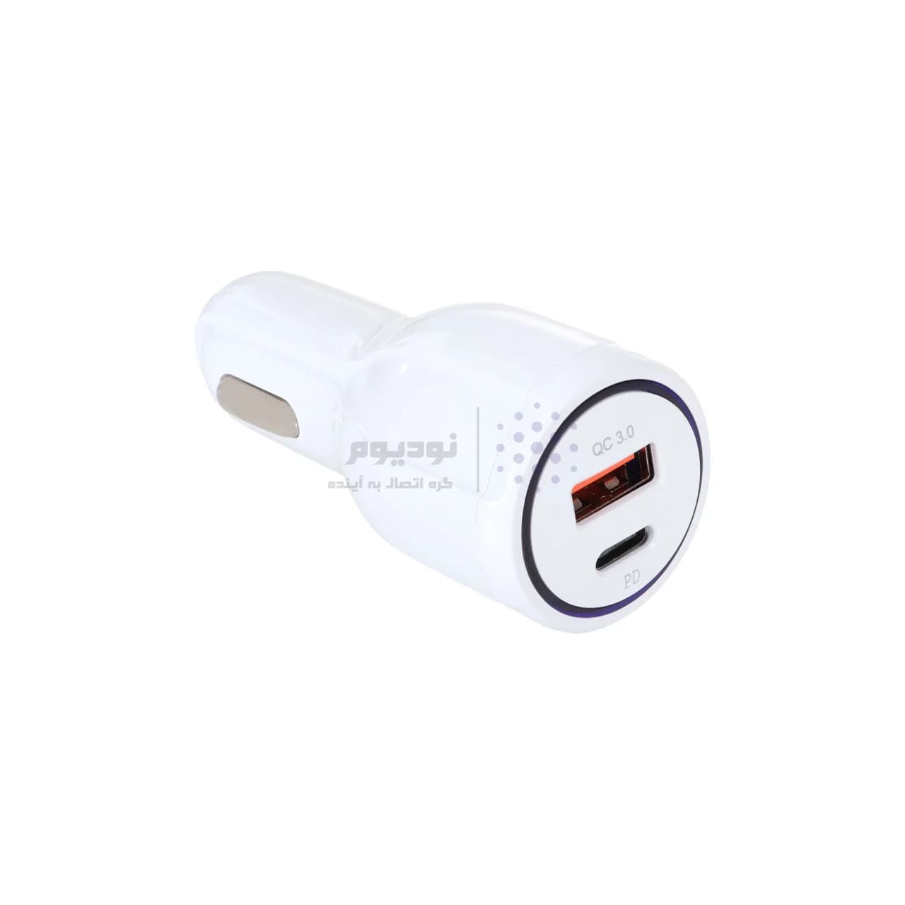 شارژر فندکی فست و PD دو پورت مدل TE-348PD 18W – سفید — تصویر ۳