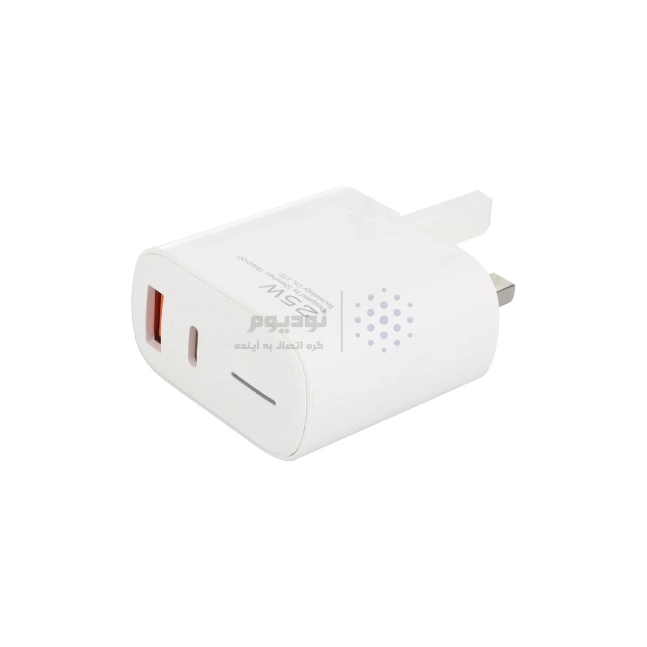 شارژر دیواری سه پین فست و PD دو پورت Tranyoo مدل T-UK1 25W به همراه کابل شارژ Type-C To Type-C – سفید — تصویر ۳