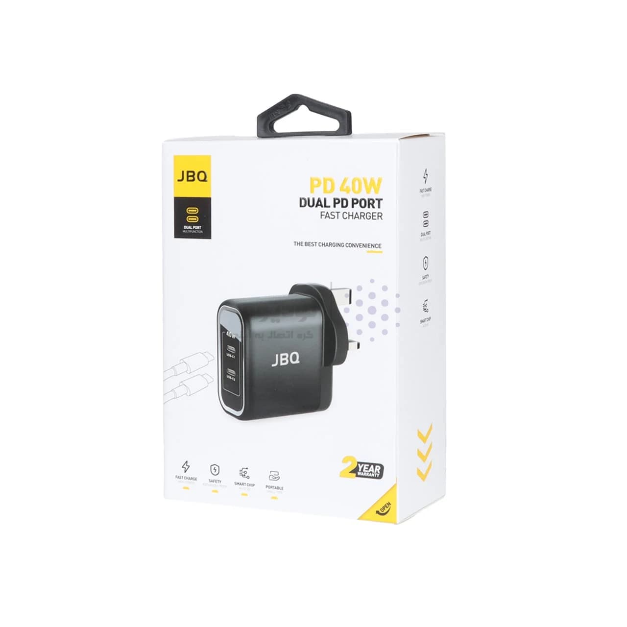 شارژر دیواری فست و PD دو پورت JBQ مدلSmart Chip+ HC-740 40W – مشکی (گارانتی یکساله رصاصی) — تصویر ۴