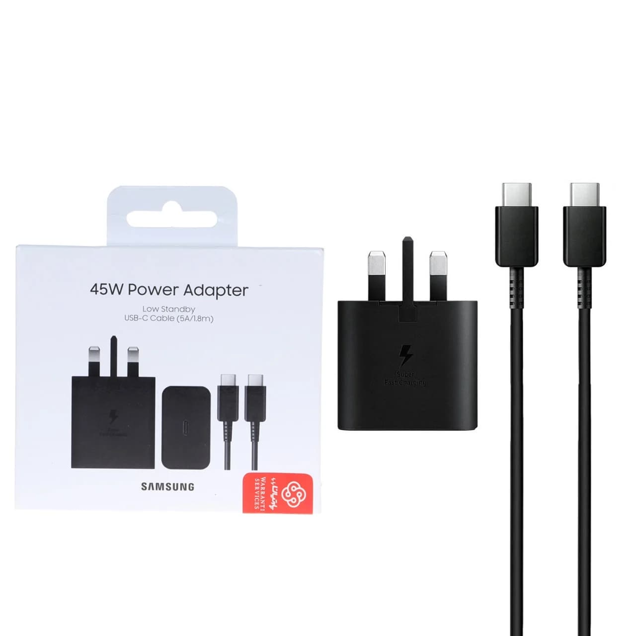 شارژر دیواری PD و فست تک پورت Samsung مدل EP-T4511 45W مجهز به فناوری GAN-NFC به همراه کابل شارژ Type-C To Type-C- مشکی (گارانتی پارتیان پایا)