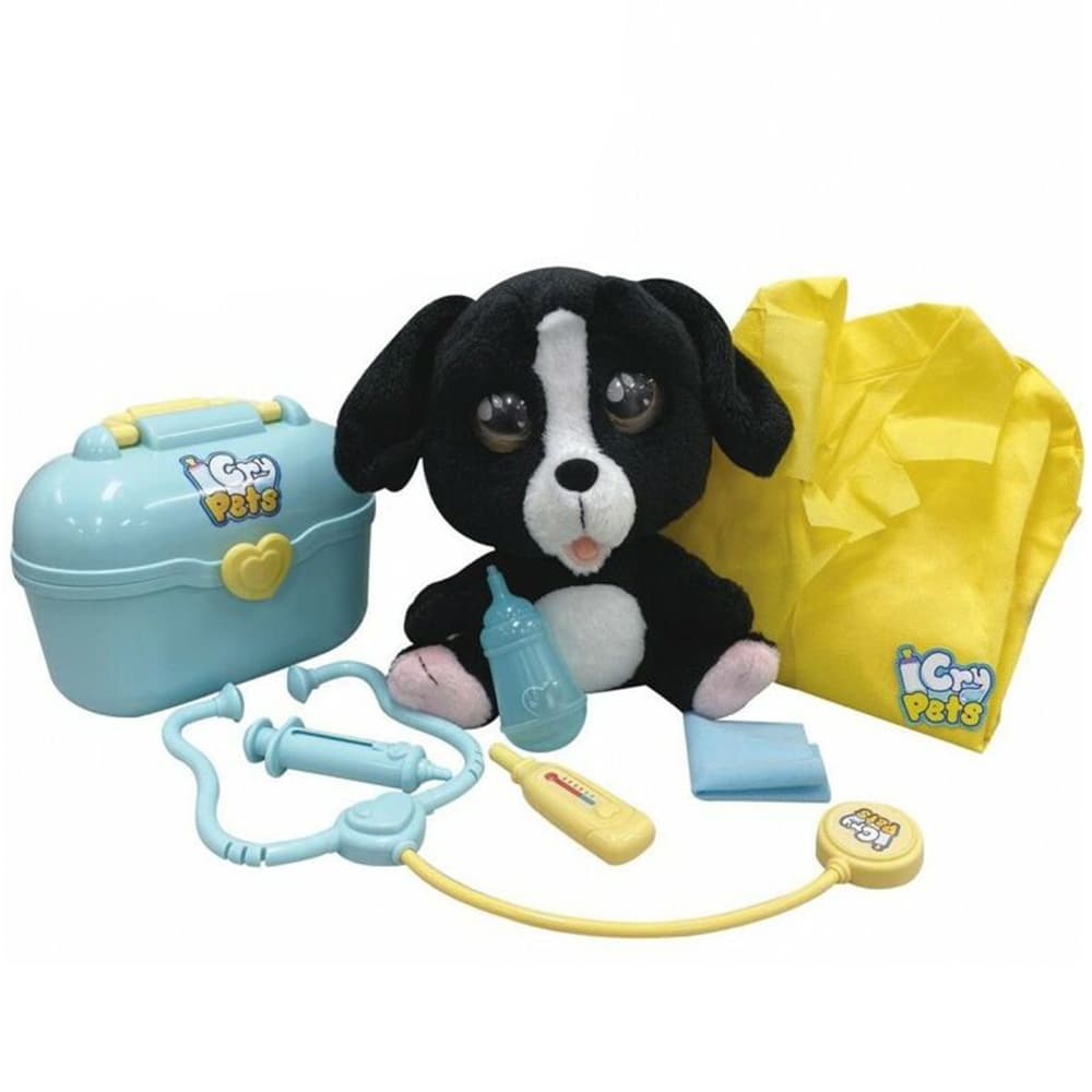 عروسک سگ احساسی مشکی Cry Pets و ست دامپزشکی