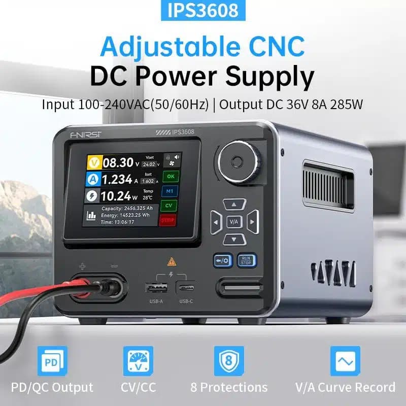 منبع تغذیه هوشمند دیجیتال AC-DC فینرسی مدل FNIRSI IPS3608 — تصویر ۲