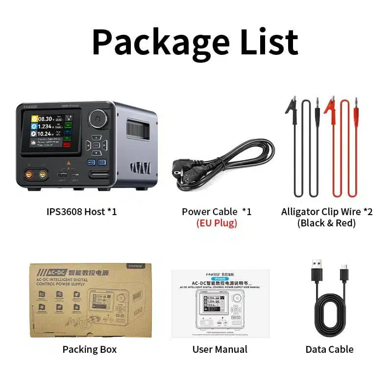 منبع تغذیه هوشمند دیجیتال AC-DC فینرسی مدل FNIRSI IPS3608 — تصویر ۵