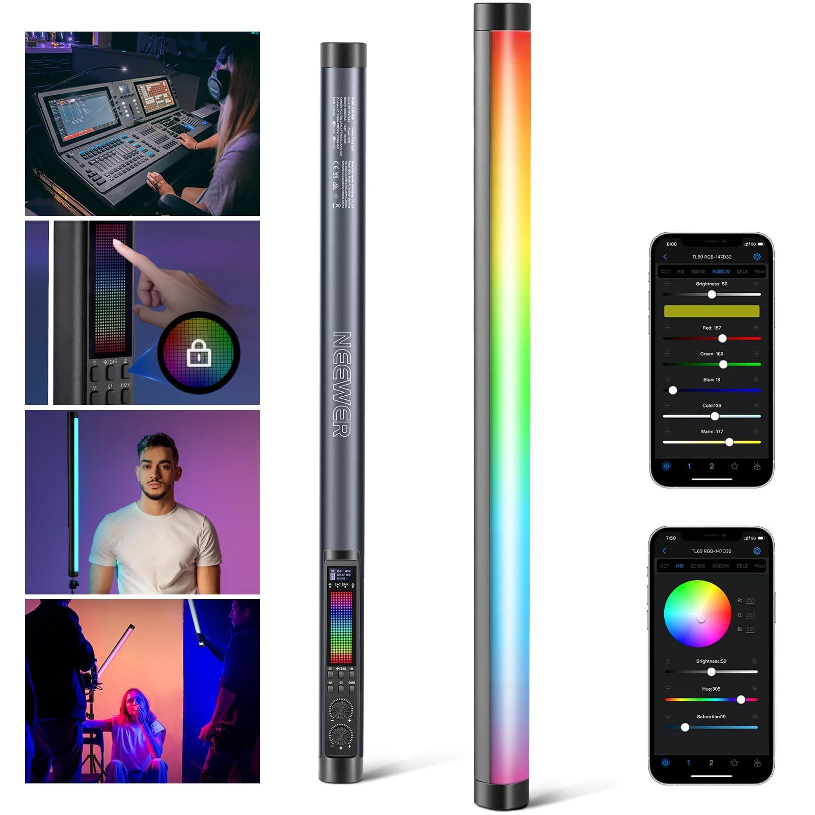 نور باتومی نیور Neewer TL60 RGB