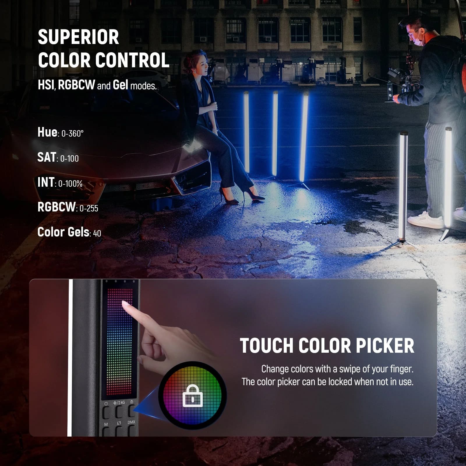 نور باتومی نیور Neewer TL60 RGB — تصویر ۴