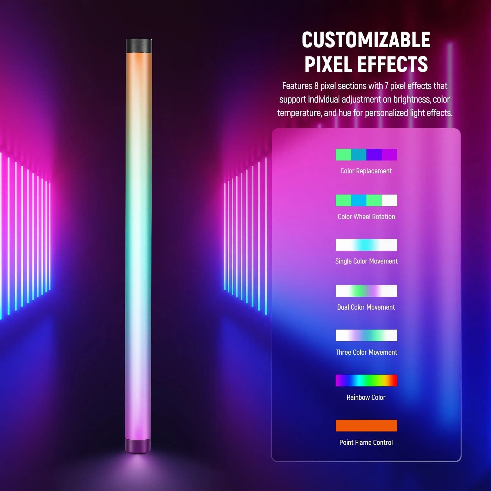 نور باتومی نیور Neewer TL60 RGB — تصویر ۲