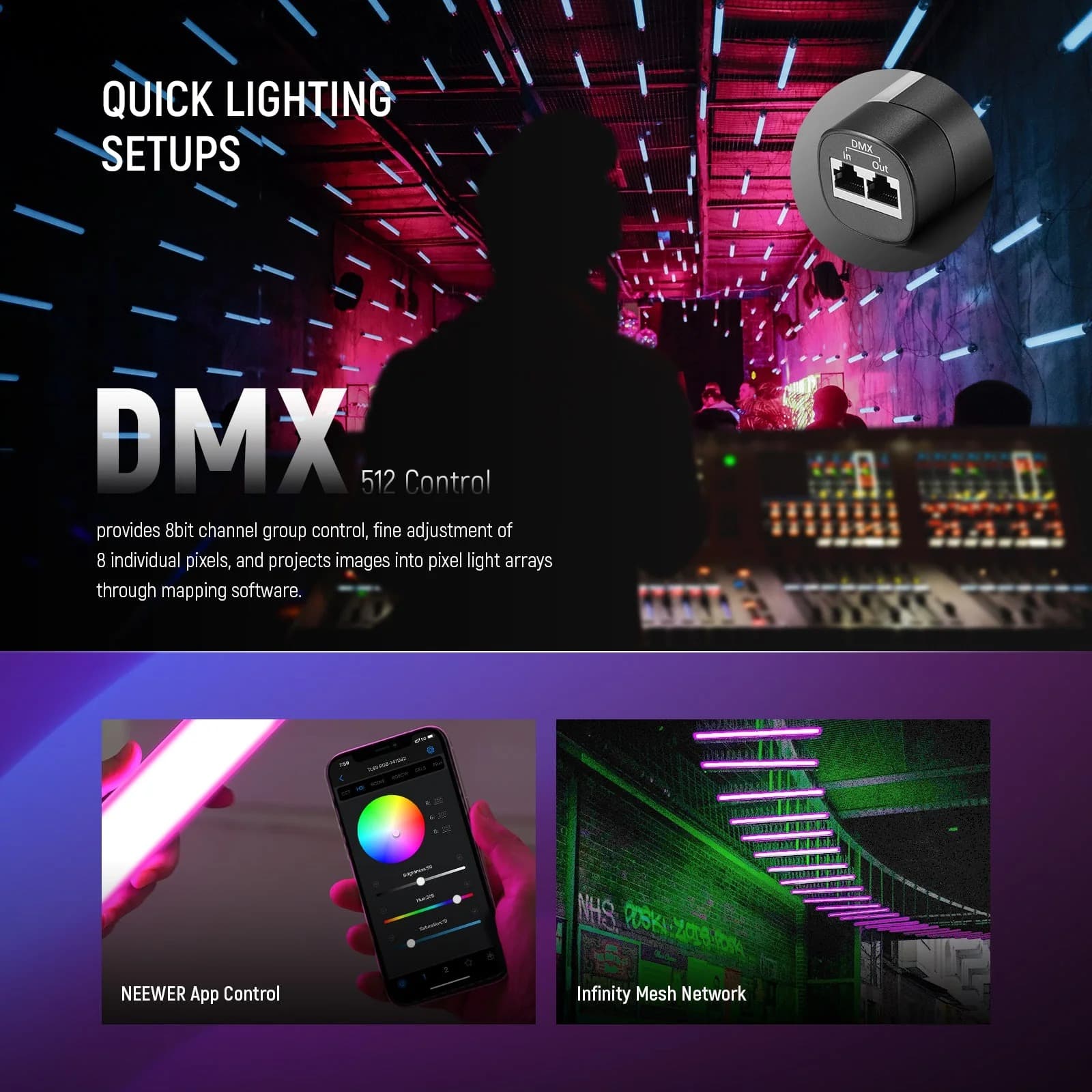 نور باتومی نیور Neewer TL60 RGB — تصویر ۶
