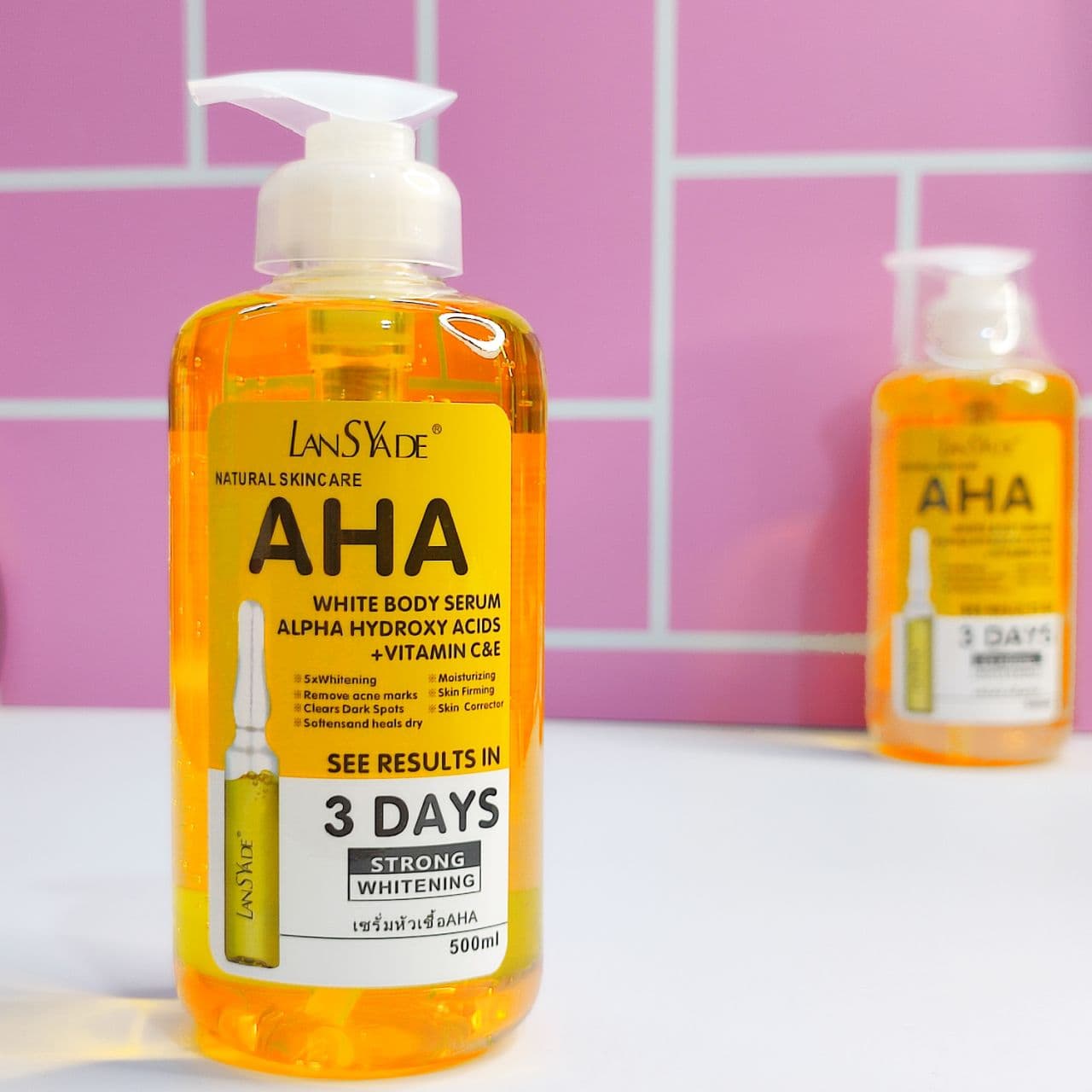 سرم روشن کننده بدن الفا ضدلک و درمانی الفا هیدروکسی آمریکایی حجم ۵۰۰ میلی لیتر AHA White Body Serum Lansyade 500g — تصویر ۲