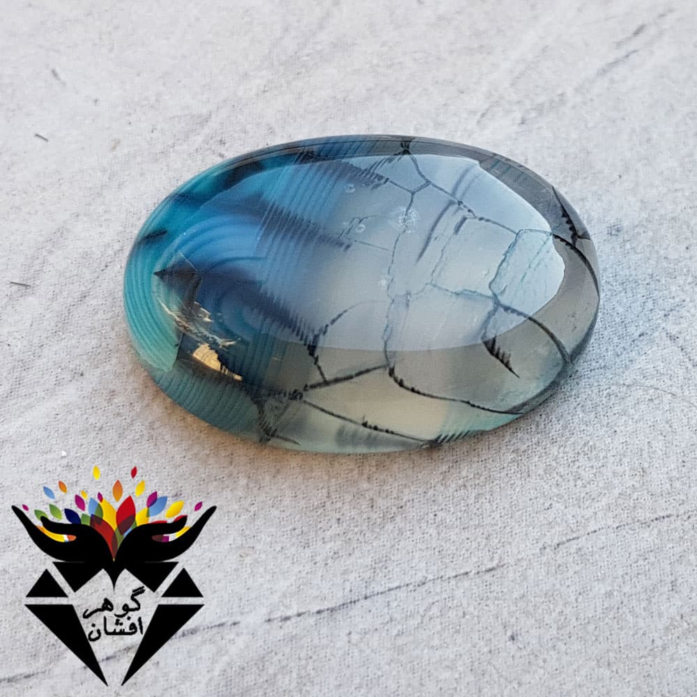 نگین عقیق دراگون آبی اصل خوشرنگ N1862