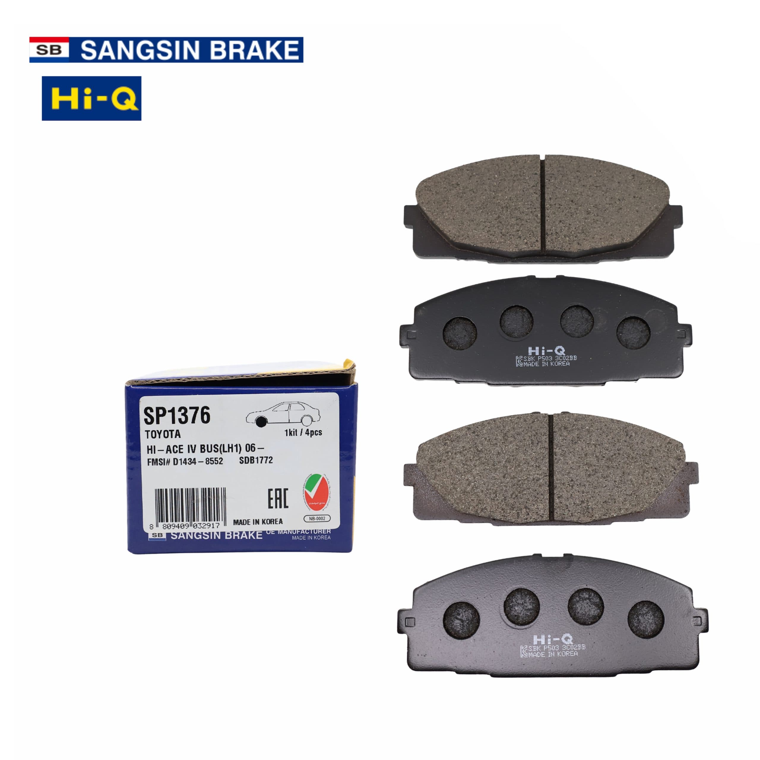 لنت ترمز جلو تویوتا هایس کد SP1376 های کیو – Hi-Q