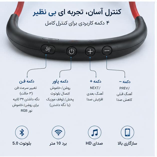 هدفون بلوتوثی گردنی مدل alpha — تصویر ۱۰
