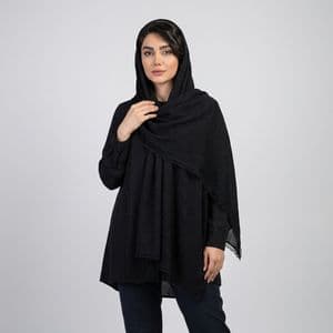 شال زنانه کرپ پلیسه مدل لبه دانتل کد 05 با طول و عرض 200*70 سانتی متر