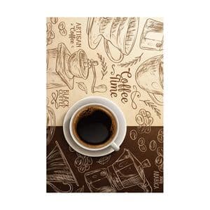 فرش ماشینی 1000 شانه زمینه قهوه‌ای حاشیه کرم هانوکس مدل آشپزحانه کد AHC-1607-2