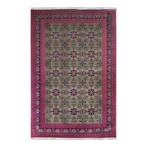 فرش ماشینی 1200 شانه فرش آرمانی زمینه سبز حاشیه مشکی طرح بلوچی کد 1232