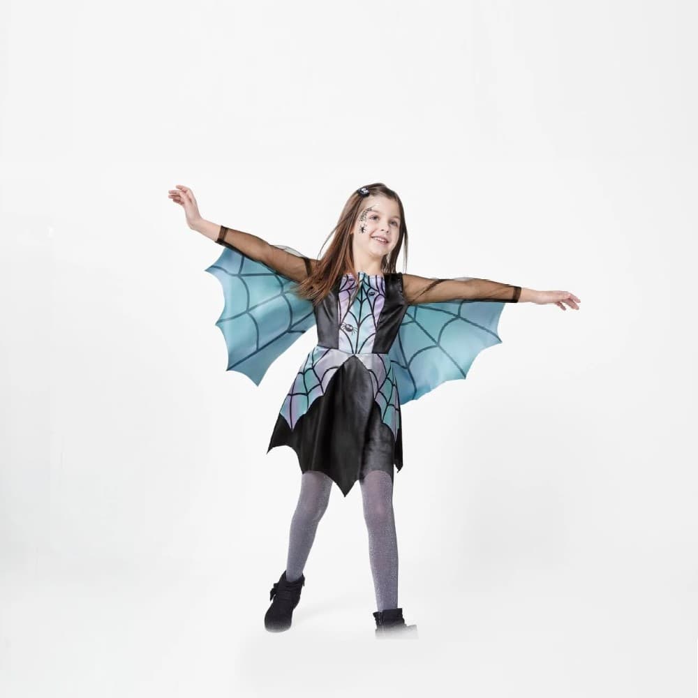 ست بلوز دامنی و بال هالووینی دخترانه آستین بلند برند halloween طرح بالدار مشکی رنگ