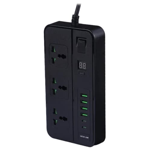 چند راهی 3 خانه گرین لاین GS-150 GNGS150PS با کابل 2 متری + شارژر USB و Type-C — تصویر ۵
