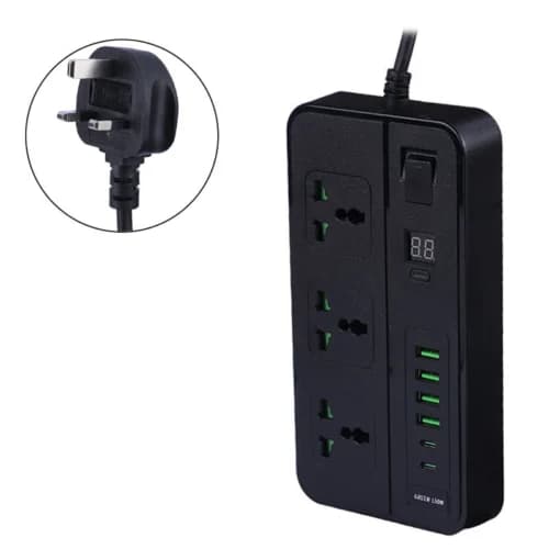 چند راهی 3 خانه گرین لاین GS-150 GNGS150PS با کابل 2 متری + شارژر USB و Type-C — تصویر ۴