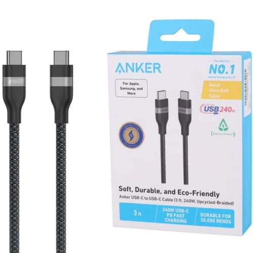 کابل دو سر تایپ سی فست شارژ 240 وات انکر A82E2 طول 0.9 متر
