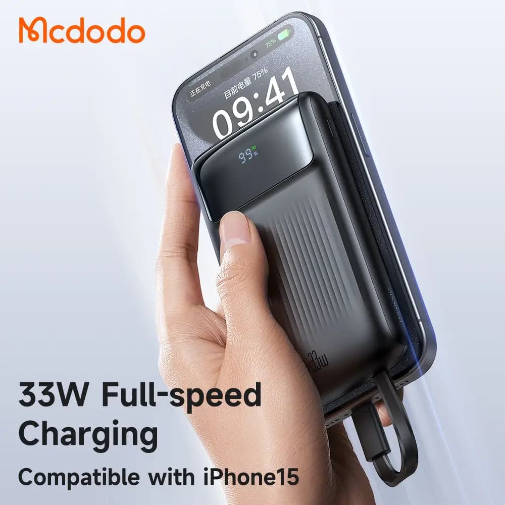 پاوربانک 33وات 10000 هزار باکابل متصل تایپ سی و لایتنینگ مک دودو مدلMCDODO MC-0231 — تصویر ۴
