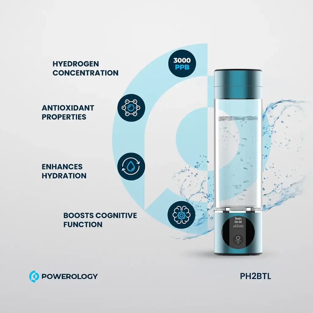 بطری هیدروژنهساز آب پاورولوژی مدل Powerology Hydrogen Reach Water PH2BTL — تصویر ۷