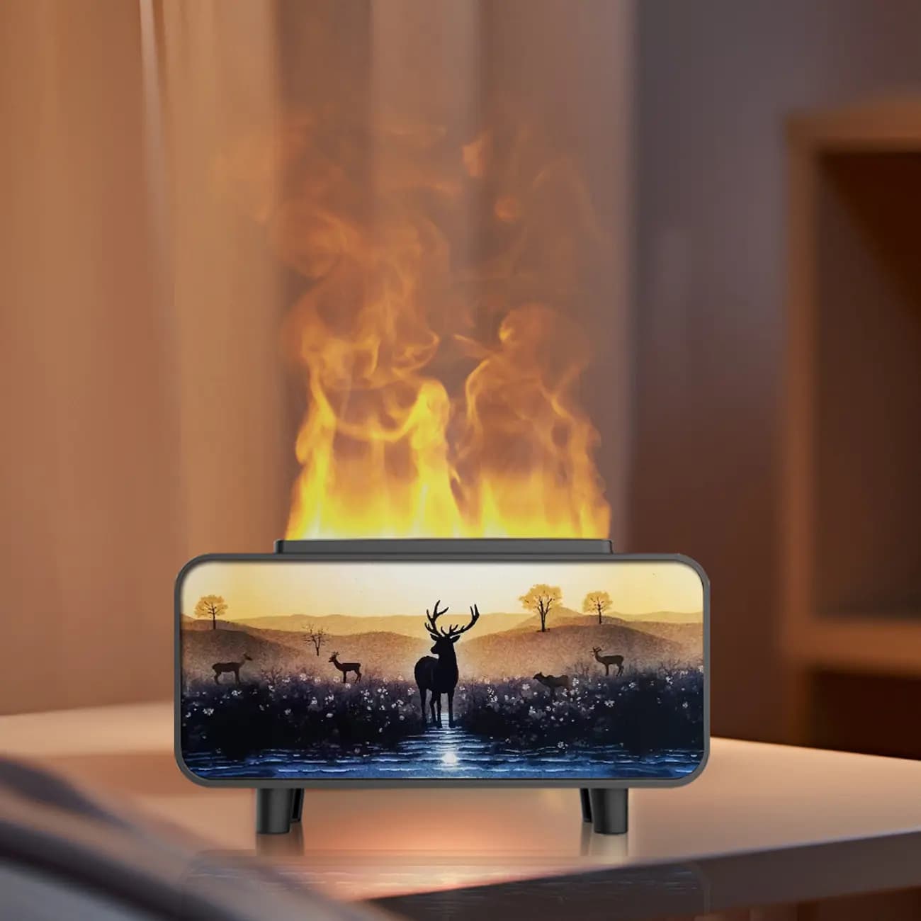 دستگاه بخور ساز و خوشبو کننده دکوری منظره گوزن بدنه مشکی مدل Vintage Fireplace Aroma Diffuser — تصویر ۶
