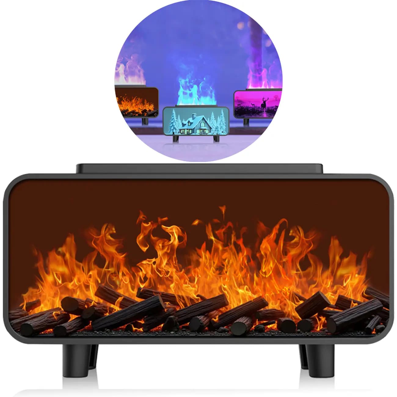 دستگاه بخور ساز و خوشبو کننده دکوری منظره گوزن بدنه مشکی مدل Vintage Fireplace Aroma Diffuser