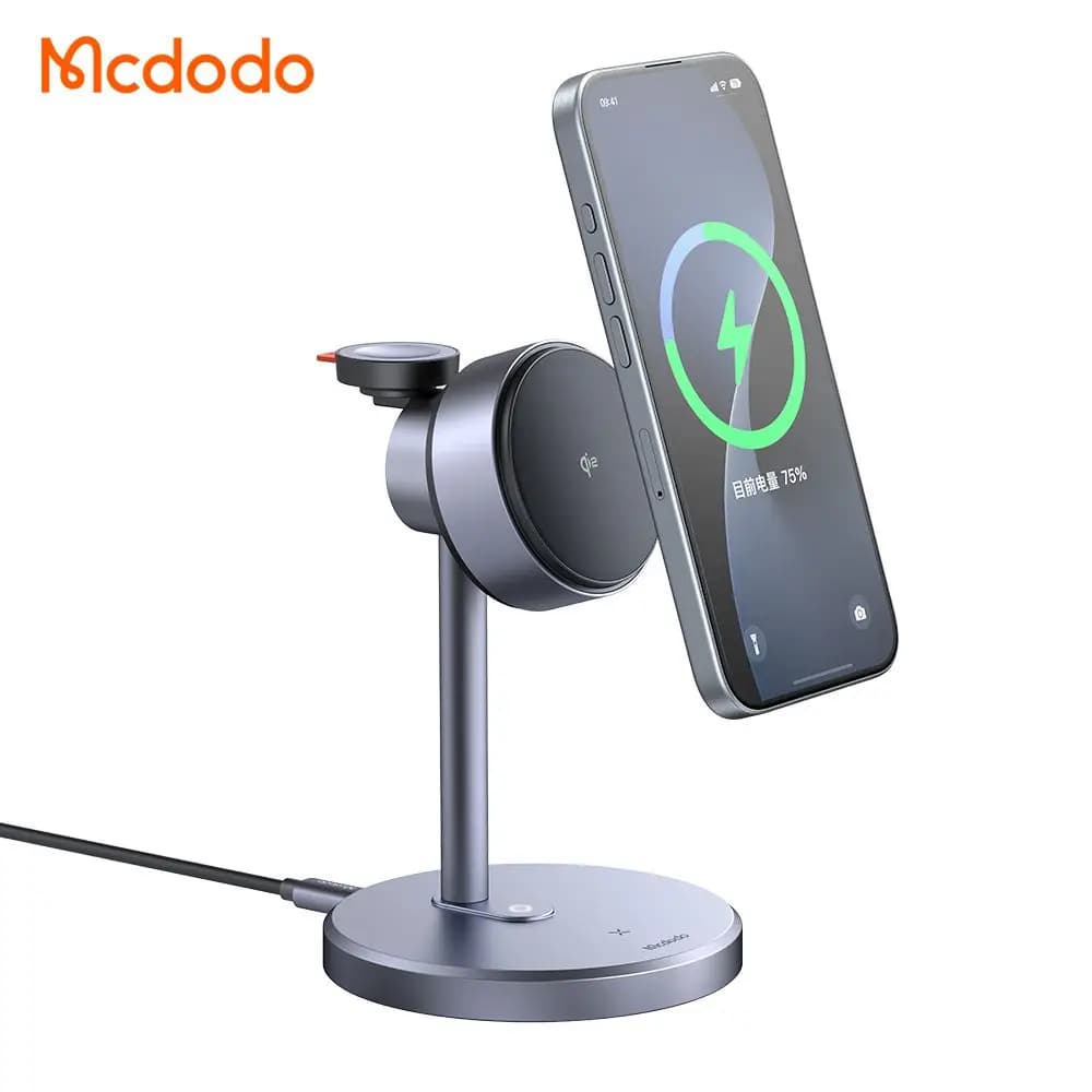 استند شارژر وایرلس 3 کاره 22.5 وات به همراه آداپتور 33وات مک دودو Mcdodo CH-2462 Qi2