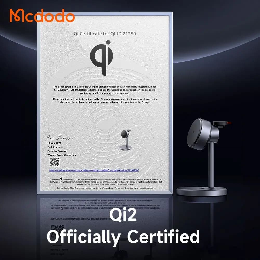 استند شارژر وایرلس 3 کاره 22.5 وات به همراه آداپتور 33وات مک دودو Mcdodo CH-2462 Qi2 — تصویر ۷