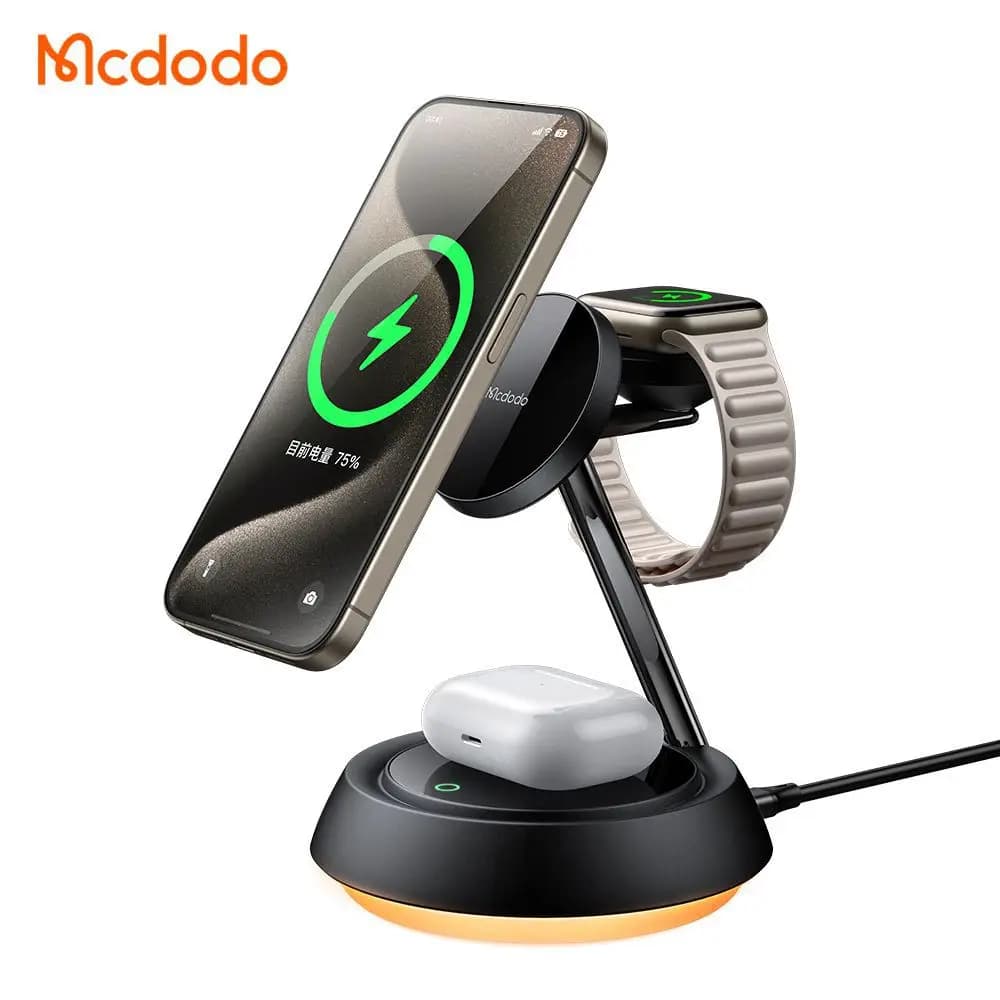 استند شارژر وایرلس و چراغ خواب 3 کاره 22.5 وات مک دودو Mcdodo CH-4952