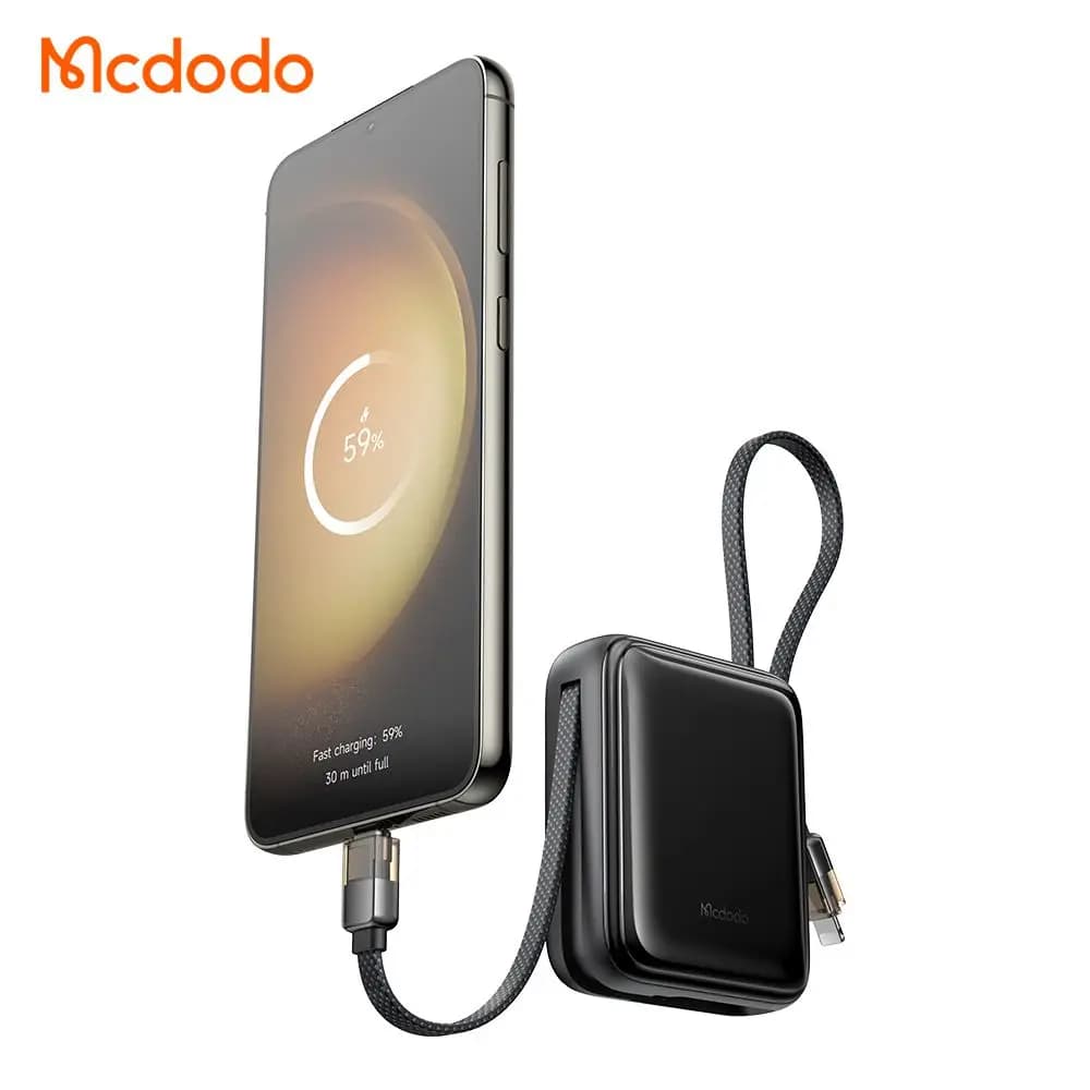 پاوربانک 22.5 وات 10000 هزار با کابل شارژ متصل تایپ سی و لایتنینگ مک دودو مدل MCDODO MC-2550 — تصویر ۶