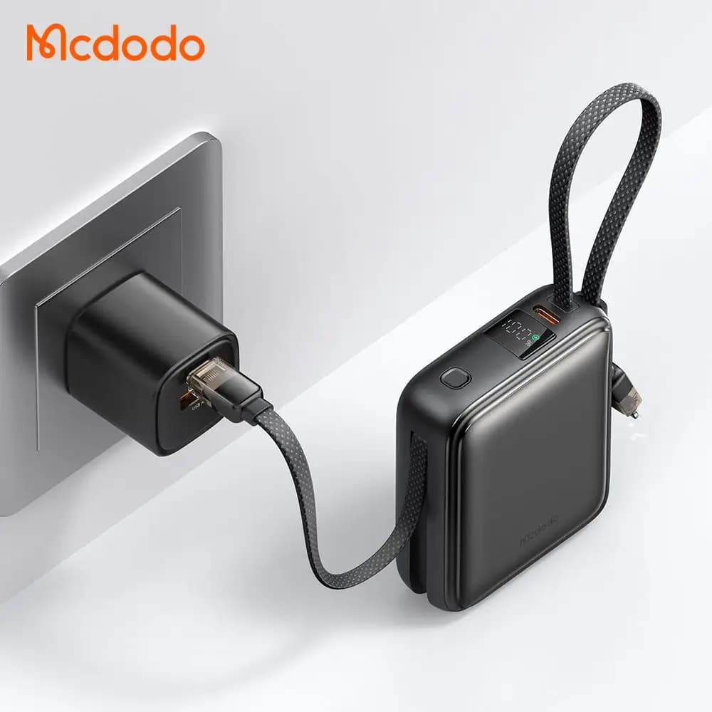 پاوربانک 22.5 وات 10000 هزار با کابل شارژ متصل تایپ سی و لایتنینگ مک دودو مدل MCDODO MC-2550 — تصویر ۸