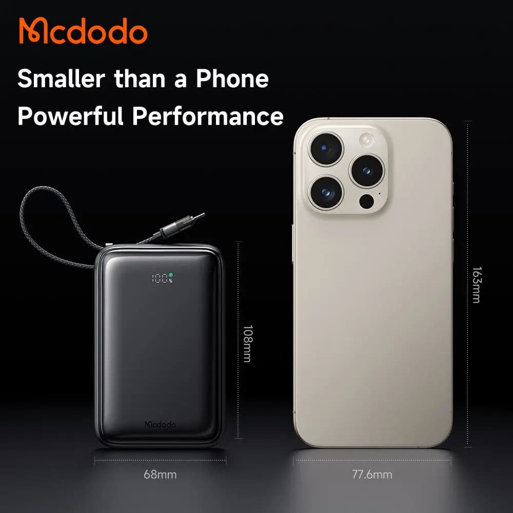 پاوربانک 65 وات 20000 هزار با کابل شارژ متصل تایپ سی مک دودو مدل MCDODO MC-6370 — تصویر ۷