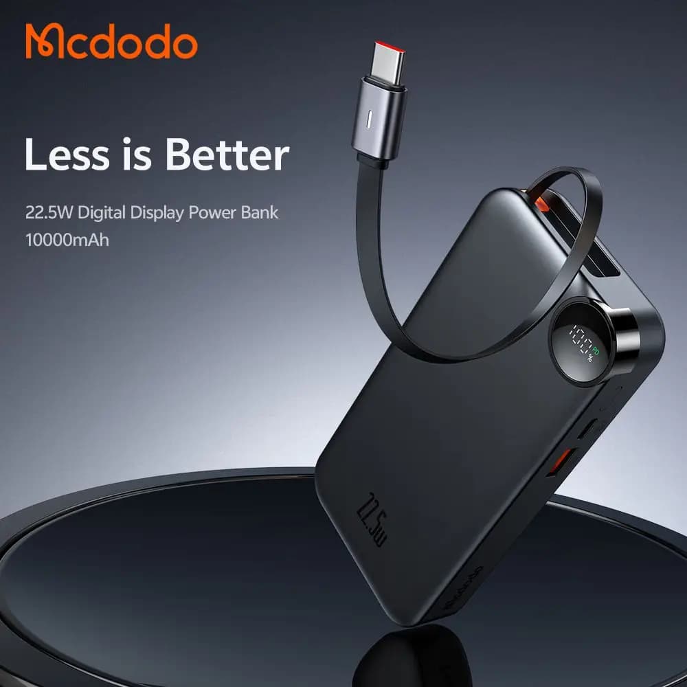 پاوربانک 22.5 وات ظرفیت 10000 هزار با کابل همراه تایپ-سی مک دودو مدل MCDODO MC-3860 — تصویر ۸
