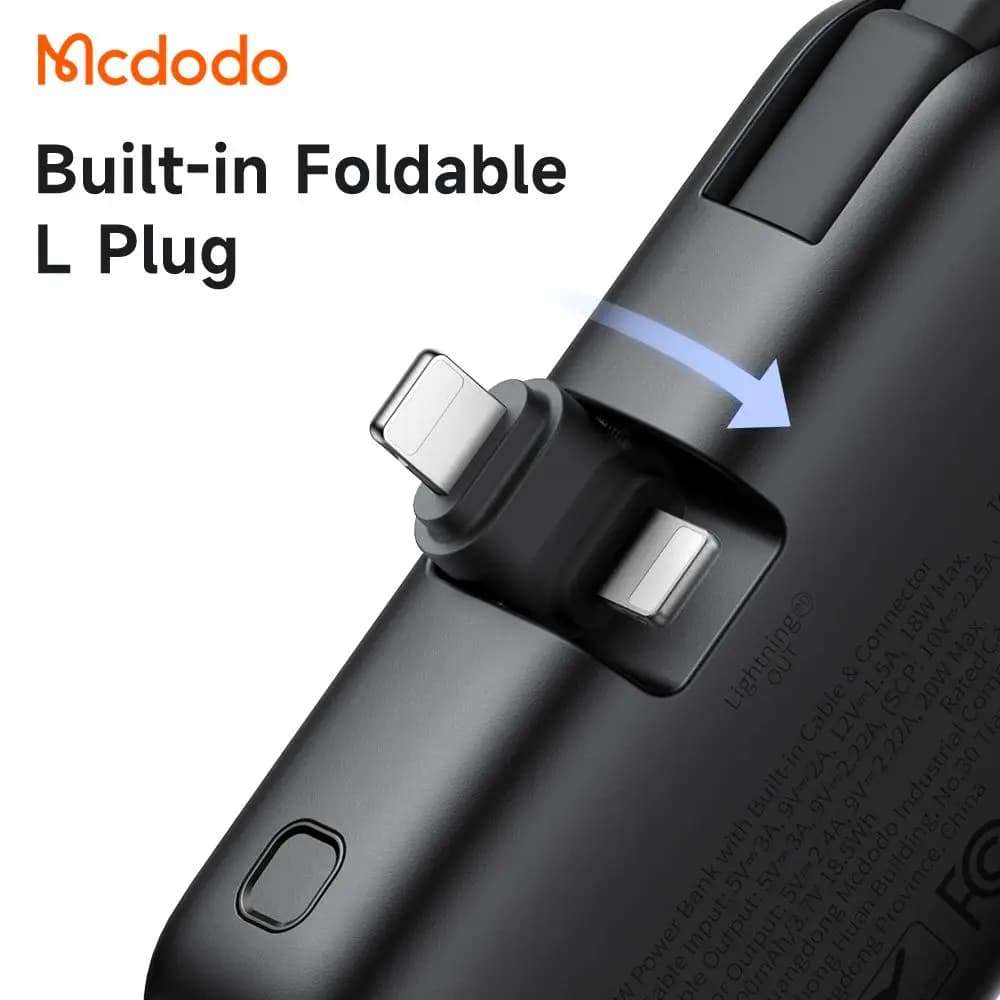 پاوربانک 22.5 وات 5000 هزار پورت لایتنینگ و کابل تایپ-سی مک دودو مدل MCDODO MC-7800 — تصویر ۳