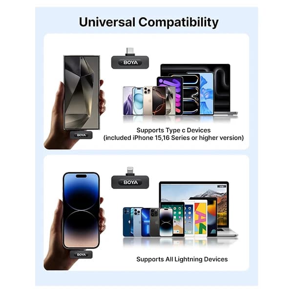 میکروفن یقه ای بویا مدل V3-COMBO با درگاه اتصال USB-C , Lightning — تصویر ۵