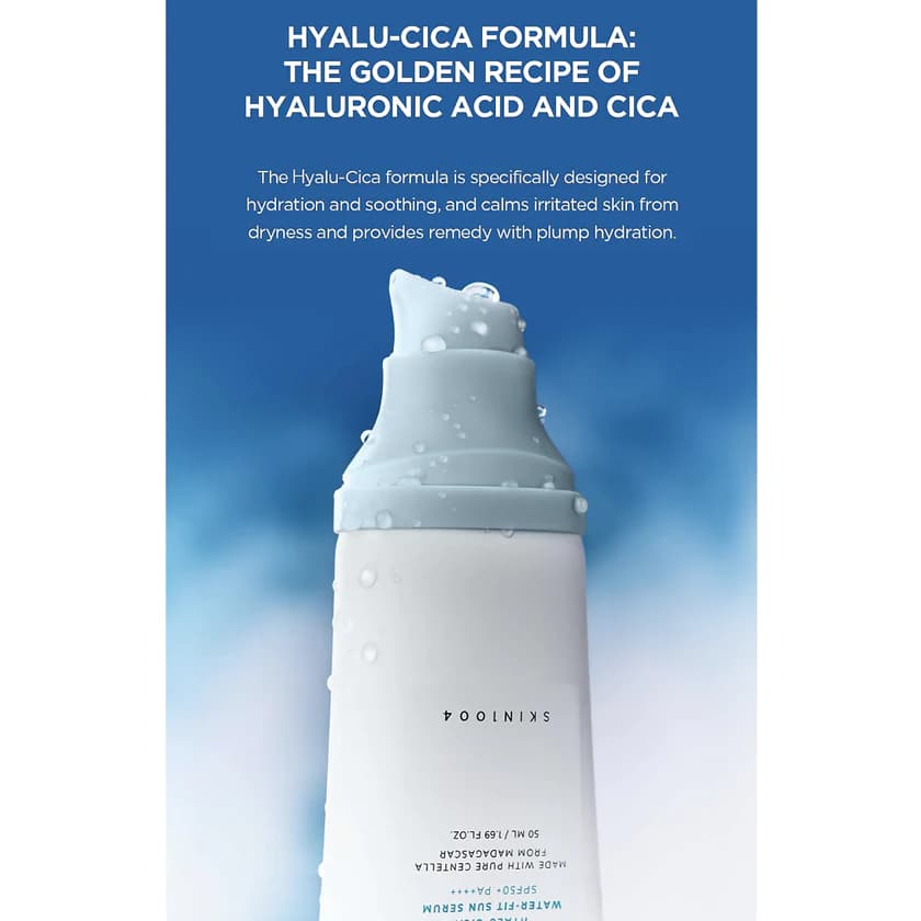ضد آفتاب سنتلا اسکین 1004 بی رنگ SPF50 اصل هیالوسیکا Hyalu-Cica Water-Fit Sun Serum — تصویر ۳