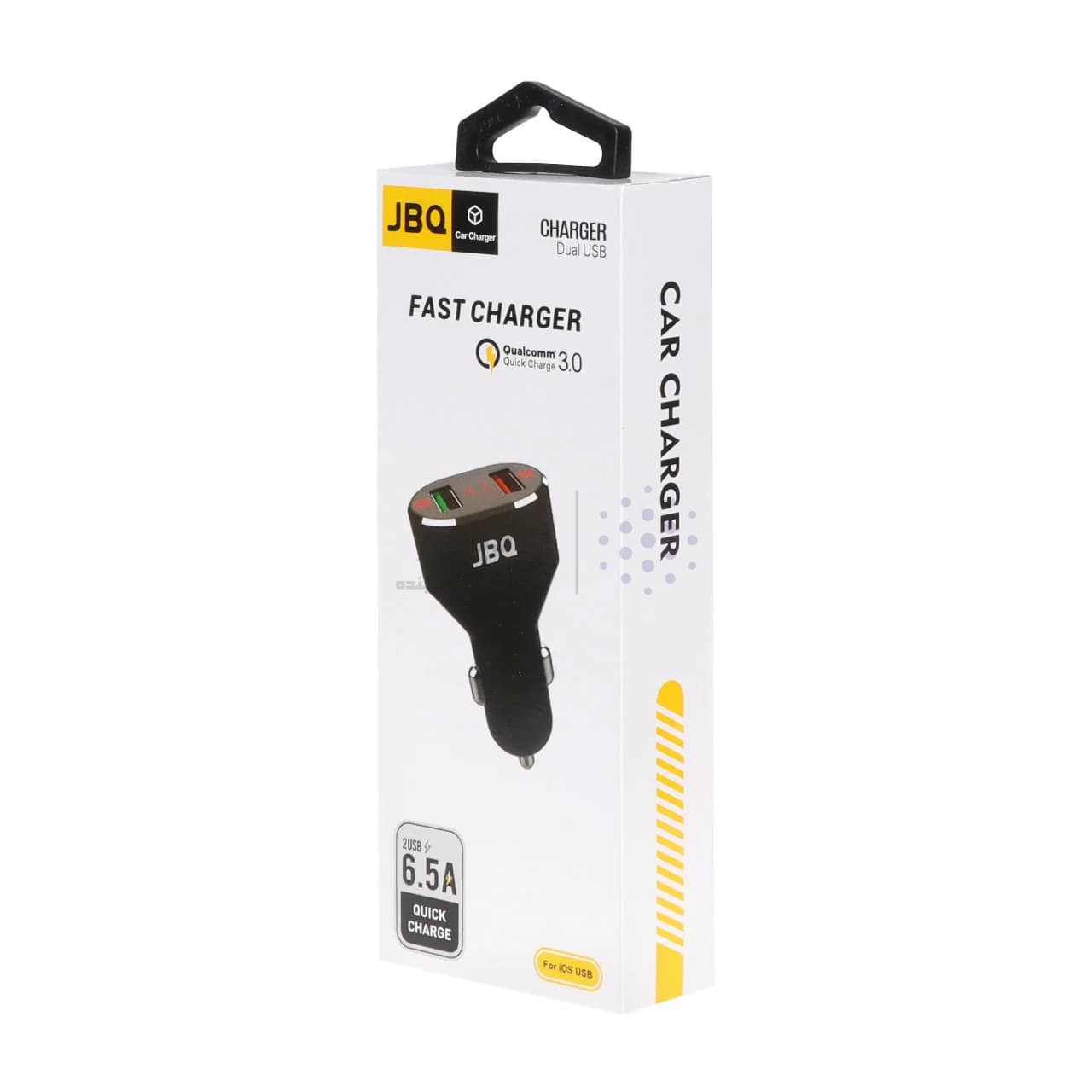 شارژر فندکی فست دو پورت JBQ مدل C-65 33W همراه با کابل آیفون – مشکی (گارانتی یکساله رصاصی) — تصویر ۴