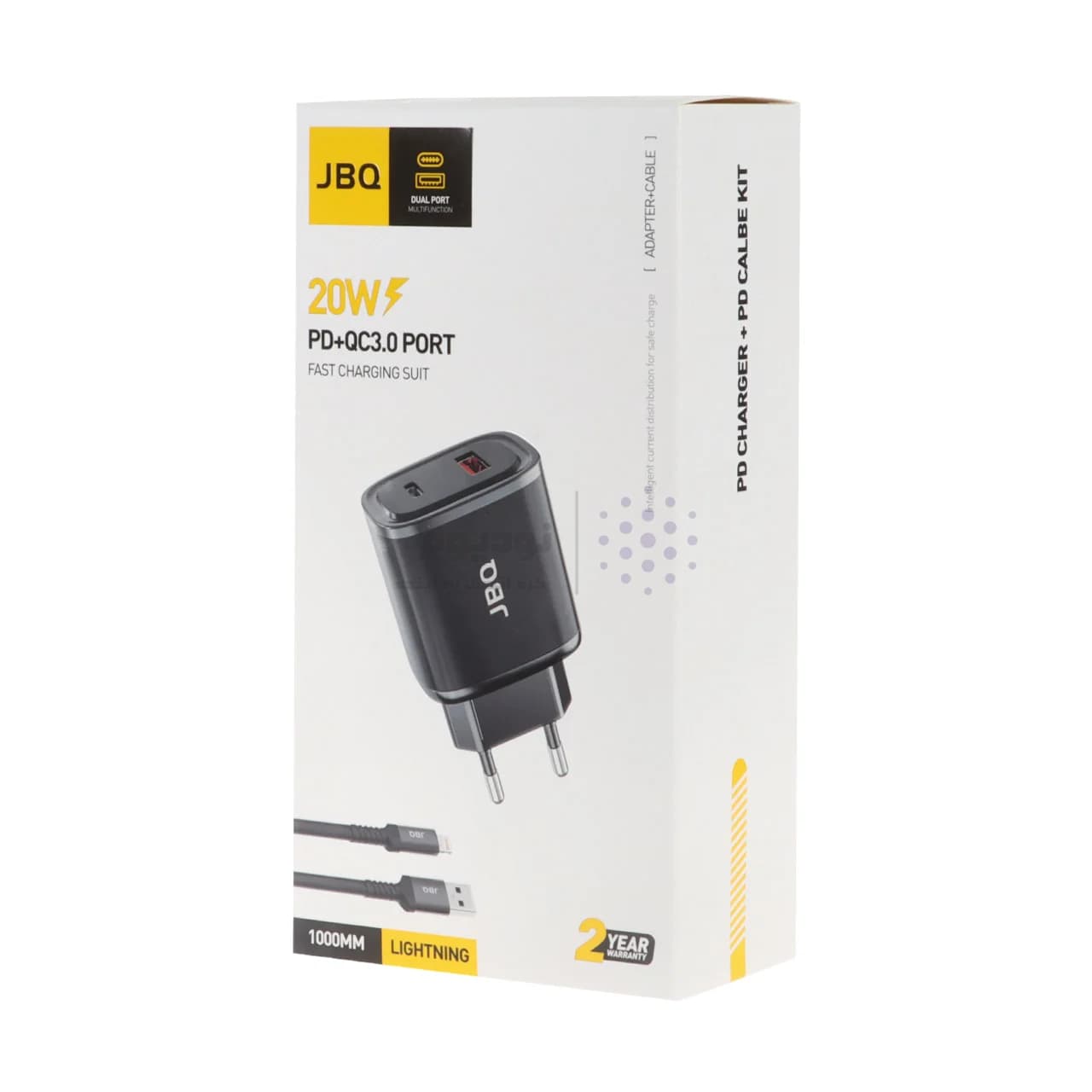 شارژر دیواری فست و PD دو پورت JBQ مدل HC-NP20 20W همراه با کابل آیفون – مشکی (گارانتی یکساله رصاصی) — تصویر ۴