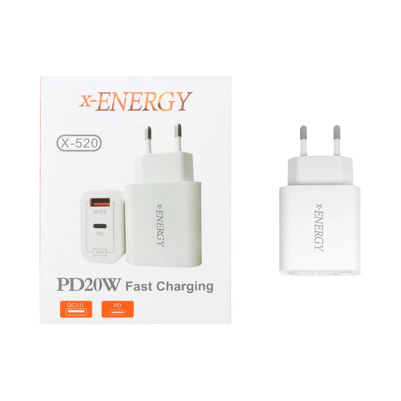 شارژر دیواری فست و PD دو پورت X-Energy مدل X-520 20W – سفید