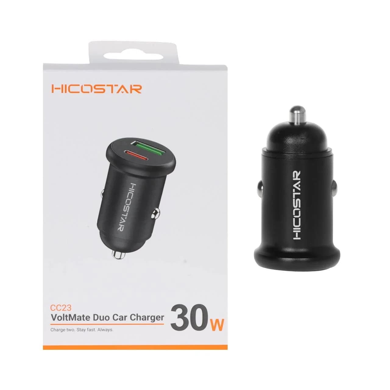 شارژر فندکی فست و PD دو پورت Hicostar مدل CC23 30W – مشکی