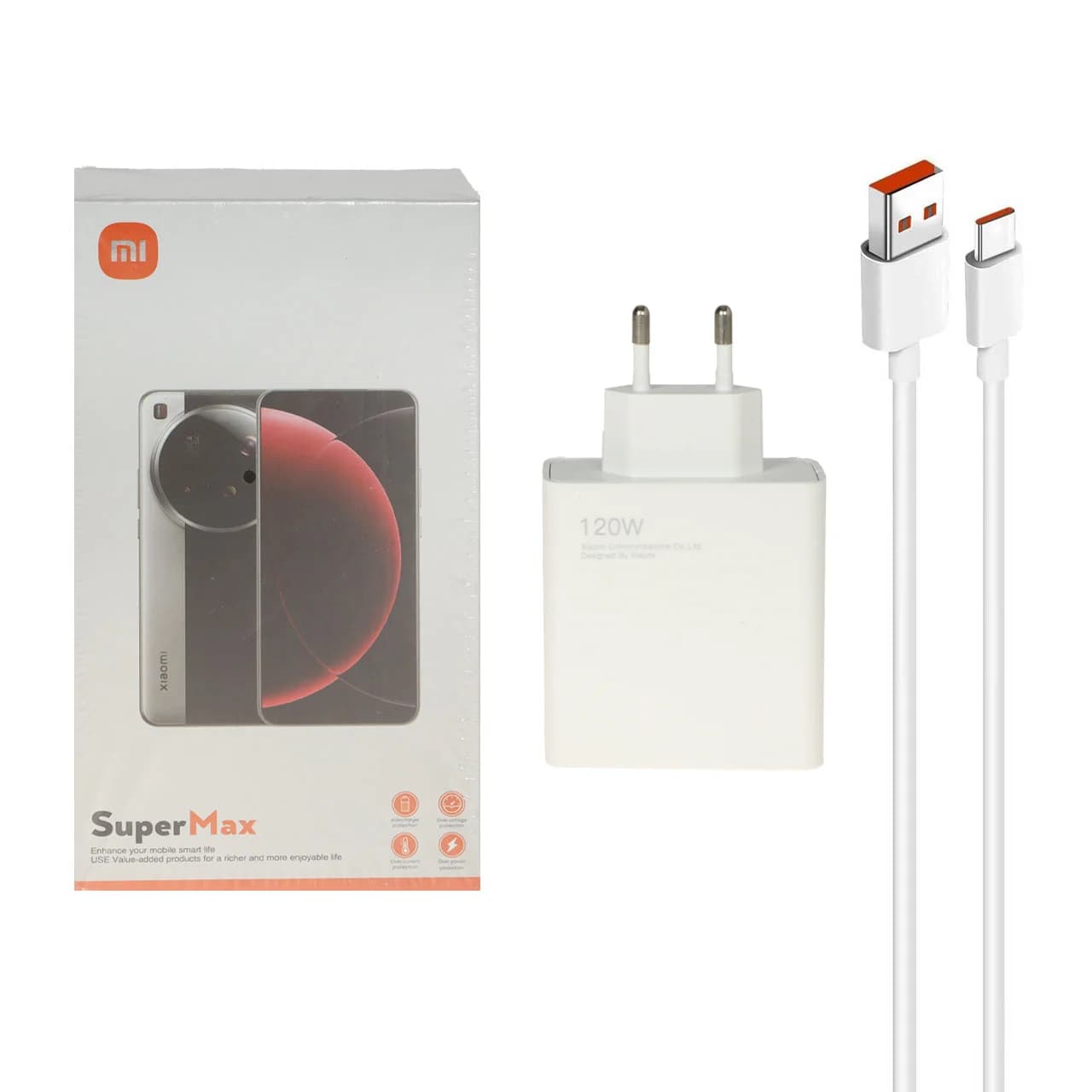 شارژر دیواری فست تک پورت Xiaomi مدل Super Max DY-13-EZ 120W – سفید – به همراه کابل شارژ MMS – Type-C (گارانتی شش ماهه YA)
