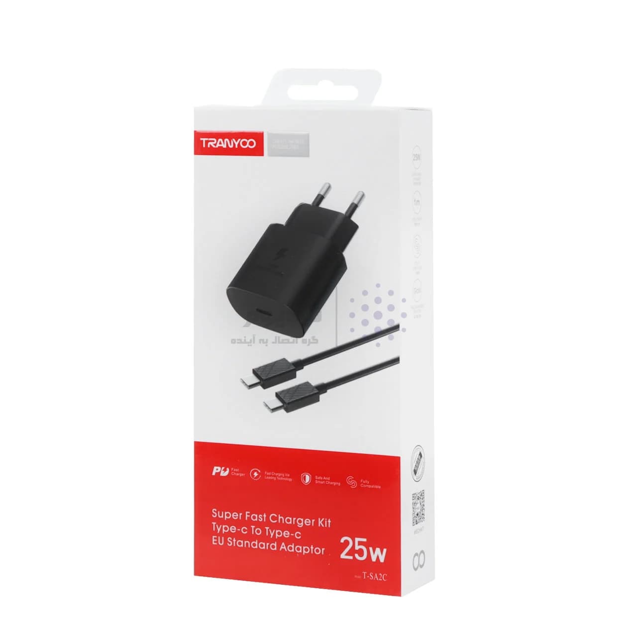 شارژر دیواری 25W فست و PD تک پورت Tranyoo مدل T-SA2C به همراه کابل شارژ Type-C To Type-C – مشکی — تصویر ۴
