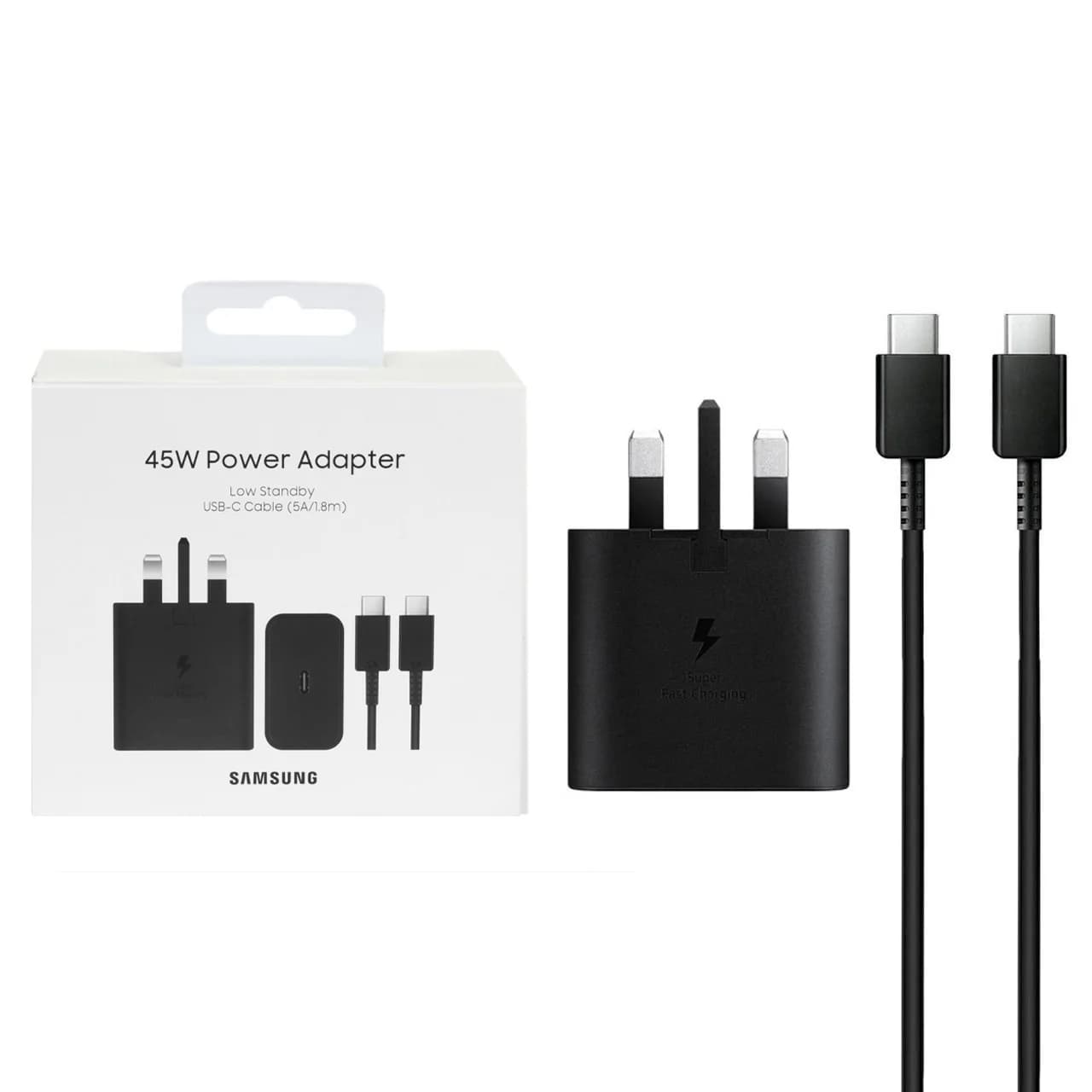شارژر دیواری سه پین فست و PD تک پورت SAMSUNG Type-C مدل EP-T4510 45W به همراه کابل شارژ Type-C To Type-C – مشکی – ASP (گارانتی شش ماهه آروین)